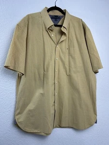 Tommy Hilfiger Mens Size XXL Dress Shirt Short Sleeve Yellow Plaid - Picture 1 of 10