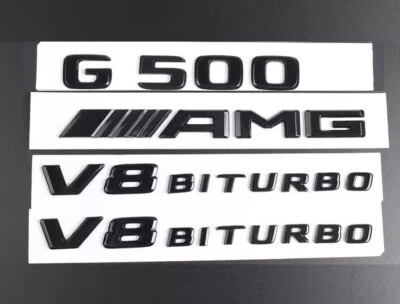 Juego de 4 pegatinas emblema negro insignia para Mercedes-Benz G500 V8 biturbo AMG W463 Foto 1 de 4