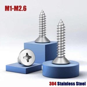 M1-M2.6 Phillips Countersunk Self Tapping Screws Flat Head 304 Stainless Steel - Picture 1 of 57