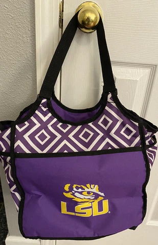 24 CAN COOLER NCAA LSU TIGERS Purple White Gold  Insulated  12x9 X14 Logo Brand Cover