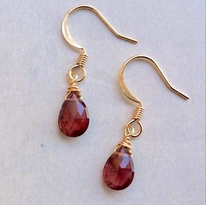 Natural Garnet Briolettes Gold Filled Sundance Charm Handmade Artisan Earrings - Picture 1 of 7
