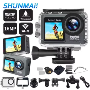 Sport Action Cam 1080P WiFi Waterproof 30m 16MP Dual Screen + Mount Kit - Picture 1 of 8