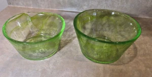 2 Vintage Hand Made Kosta Boda Glass Ulrica Design Green Glass Swirl Bowls - Picture 1 of 11