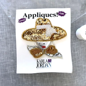 Karla Jordan 1990s Art Deco LA Sequin Applique VTG 90's DIY Upcycling Patch NOS - Picture 1 of 4