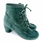Argila Pepe Monjo Womens 38/7  Suede Lace Up Block Heel Ankle Boots Teal Spain