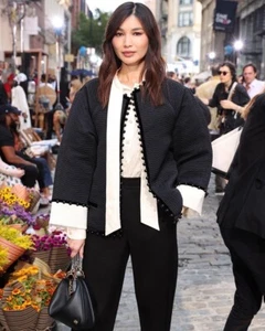 NWT $1498 Tory Burch Runway Quilted Jacquard Beaded Trim Jacket Coat size 0 - Picture 1 of 7