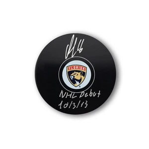 Aleksander Barkov Autographed Florida Panthers Hockey Puck Inscribed NHL Debut - Picture 1 of 1