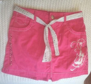 DISNEY HANNAH MONTANA Girls HOT PINK Sparkling Metalic Guitar Glam Skort Size 14 - Picture 1 of 8