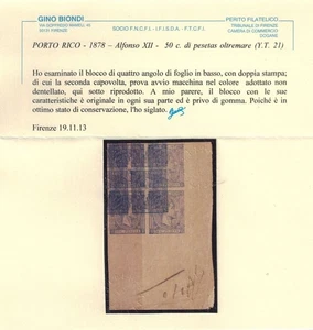 PORTO RICO 1878 Quartina Alfonso XII - 50c. di pesetas oltremare © - Picture 1 of 2