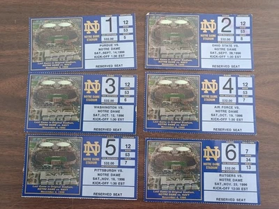 1996 Notre Dame Football Season Ticket Stubs Ohio State, Purdue, Washington - Image 1 of 4