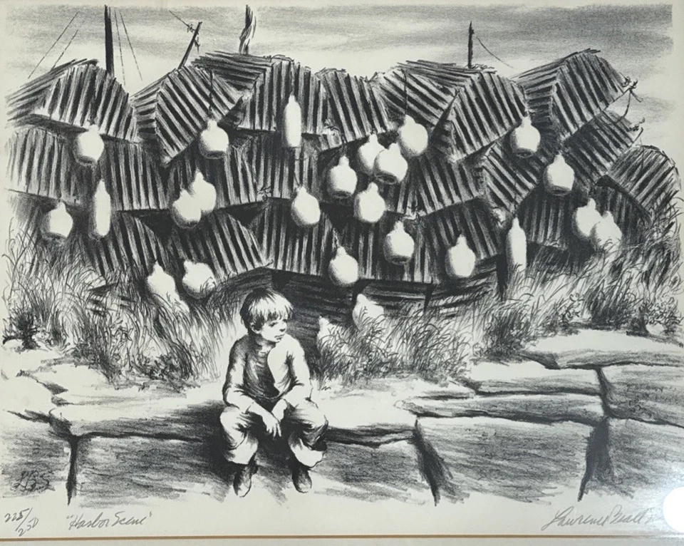 Litografía Original Lawrence Beall Smith Firmada a Lápiz "Escena del Puerto" 225/250 Foto 1 de 4