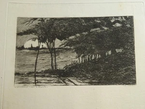 Henri GUERARD 1846-1897 EAU FORTE PAYSAGE CLAIR OBSCUR IMPRESSIONNISME 1875 b - Imagen 1 de 5