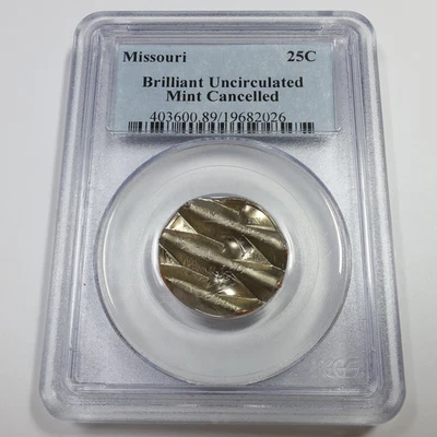 PCGS Brilliant Uncirculated Mint Cancelled Missouri State Quarter US 25c #55833A - Image 1 of 3