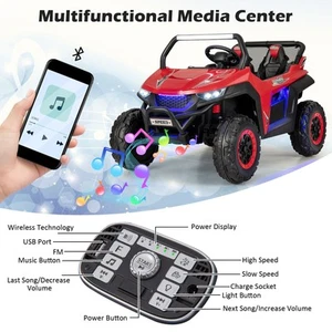12V Red 2-Seater Kids Ride-On UTV with Music, Lights & Remote Control - Picture 1 of 10