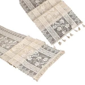 Beige Lace Tablecloth Crafted from Cotton Blend Fabric for Table Decor - Picture 1 of 27