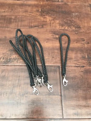 编织黑色皮革腕带,皮革钥匙扣,表带,钥匙扣 — 第 1/4 张图片