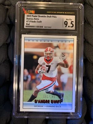 Panini Chronicles DP D’Andre Swift Donruss 2022 retro #7 rojo #091/149 CSG 9,5 Foto 1 de 4