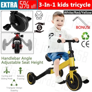 3 in1 Kids Tricycle Toddler Balance Bike Ride on Toys Toddler Child Push Trike - Picture 1 of 15