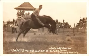 Vintage Postcard RPPC Rodeo Bucking Horse Jones in the Bareback - Picture 1 of 2