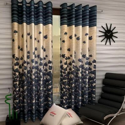 Gris - Juego de cortinas de ventana de puerta con ojal de anillo de hojas de arce de 2 piezas 5 7 9 pies Foto 1 de 4