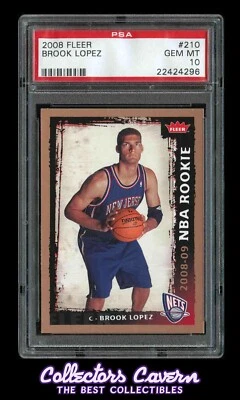 2008 Fleer #210 Brook Lopez PSA 10 (GEM MINT) RC - Image 1 of 2