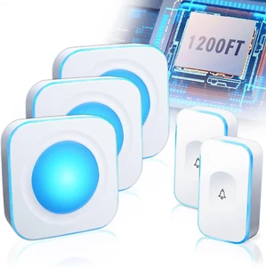 Wireless Doorbells for Home Flashing Light Doorbell with 2 Buttons & 3 Receivers - Picture 1 of 9