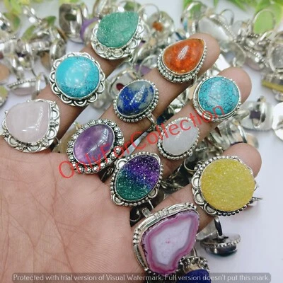 Lote de anillos hechos a mano enchapados en plata de ley 925 con piedras preciosas ámbar báltico y mezcla de joyas Foto 1 de 2