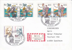 Briefmarken Messe Essen 1992 ganzsache einschreiben sonderstempel 500 Jahre - Bild 1 von 2