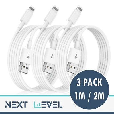 TECH GECKO USB Charger Cable Sync Wire Lead for iPhone 14 13 12 11 SE XR XS X 8 7 6 1m 2m