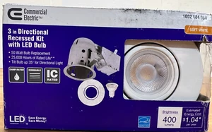 Commercial Electric 3 in. White LED Swivel Round New Construction Remodel - Picture 1 of 3