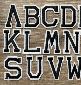 Buchstaben Patch Aufnäher Bügelbild Alphabet ABC Name Initialien Applikation - Bild 1 von 25