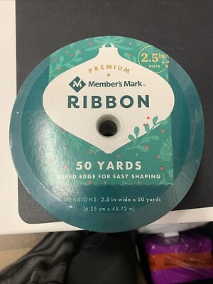 Member's Mark Premium Wired Edge Holiday Poinsettia Ribbon 2.5" Wide x50 Yards - Image 1 of 4