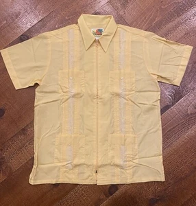 The Genuine Haband Guayabera Men’s Cuban Shirt Yellow Size Medium - Picture 1 of 9