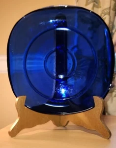 Gibson kobaltblau Glas Mittagessen/Salatteller 8-1/4 Zoll quadratisch geformt - Bild 1 von 4