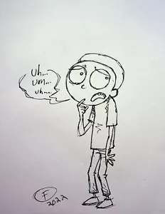 Rick and Morty Hand Inked JOHN FOUNTAIN SIGNED Convention Art 8.5x11 Pin-up Art - Picture 1 of 2