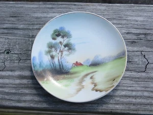 VTG Ucagco China Hand Painted 4” Decorative Plate Japan Farmhouse Trees Small - Picture 1 of 6