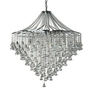 7 Lights Chrome Finish Frame Ceiling Fitting Pendant Light with Crystal Buttons - Picture 1 of 2