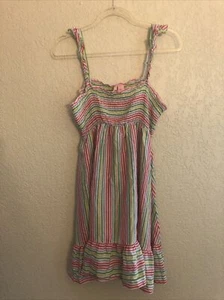 Victorias Secret 100% Silk Small Smocked Ruffled Candystriper Sun Dress Flowy - Picture 1 of 3
