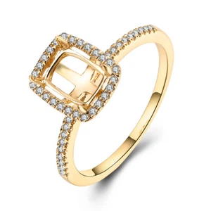 Fashion 10k Yellow Gold Semi Mount Vintage Ring Emerald/cushion 7x5mm Beautyful - Picture 1 of 9