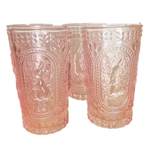 Retro Style Easter Bunny Rabbit Hobnail Pink Water Beverage Glasses Set of 4 - Picture 1 of 1