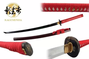 Kagemusha Arcilla Templada 1095 Acero al Carbono Hecha a Mano Katana Japonesa Espada Grúa T - Imagen 1 de 1
