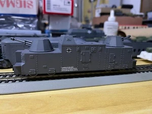 1/87 H0 DC/AC Militär WWII WW2 105mm Deutscher Panzerzug bemalt Deutsch Grau - Bild 1 von 4