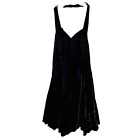 Sexy Black Velvet Halter Dress Vintage 90's Y2K Junior's 11 / 12 Marylin Monroe 