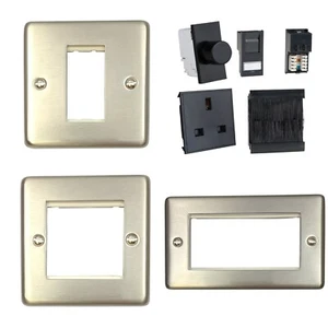 G&H Contour Plate Brushed Steel Euro Data Plates & Black DataGrid Module Inserts - Picture 1 of 30