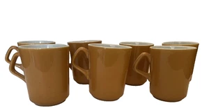 Coffee Cups 7 Homer Laughlin Dark Orange Butterscotch Marked 3.75 Inch Tall Vtg - Picture 1 of 9