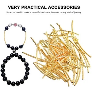 200Pcs 2x35mm Silver Platinum Color Curved Brass Tube Bar Twisted Metal Beads US - Picture 1 of 14