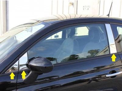 Postes de pilar cromados de acero inoxidable 6 piezas moldura de ventana Qaa para Fiat 500 2012-2017 Foto 1 de 4