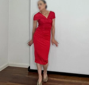 Hot Pink Dress Stretchy Dress Midi Cocktail Dinner Work Dress - Bild 1 von 11