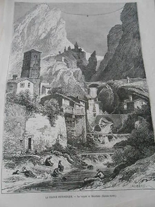 Gravure 1874 - La Vallée de Moustiers ( Basses Alpes ) - Imagen 1 de 1
