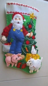 Christmas Stocking felt Hand stitched Country Christmas finished - Picture 1 of 6